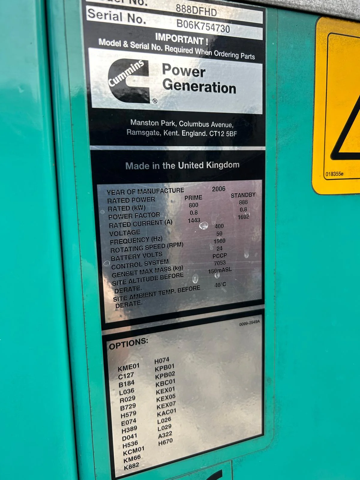 1000 kva (Prime) Cummins Generator - Image 8