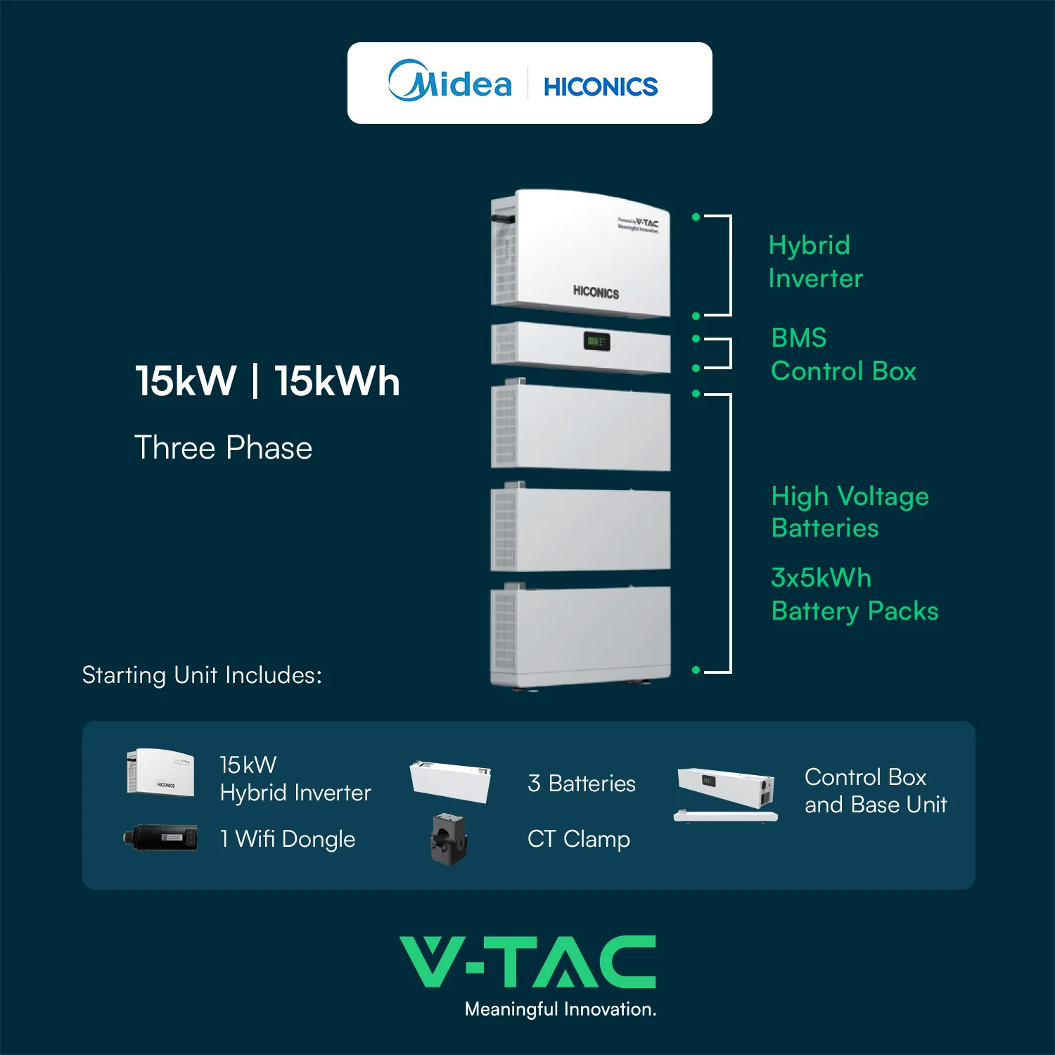 Hiconics Combo Three Phase 15kW with 20kWh Battery including Wifi and CT IP65 - Image 2