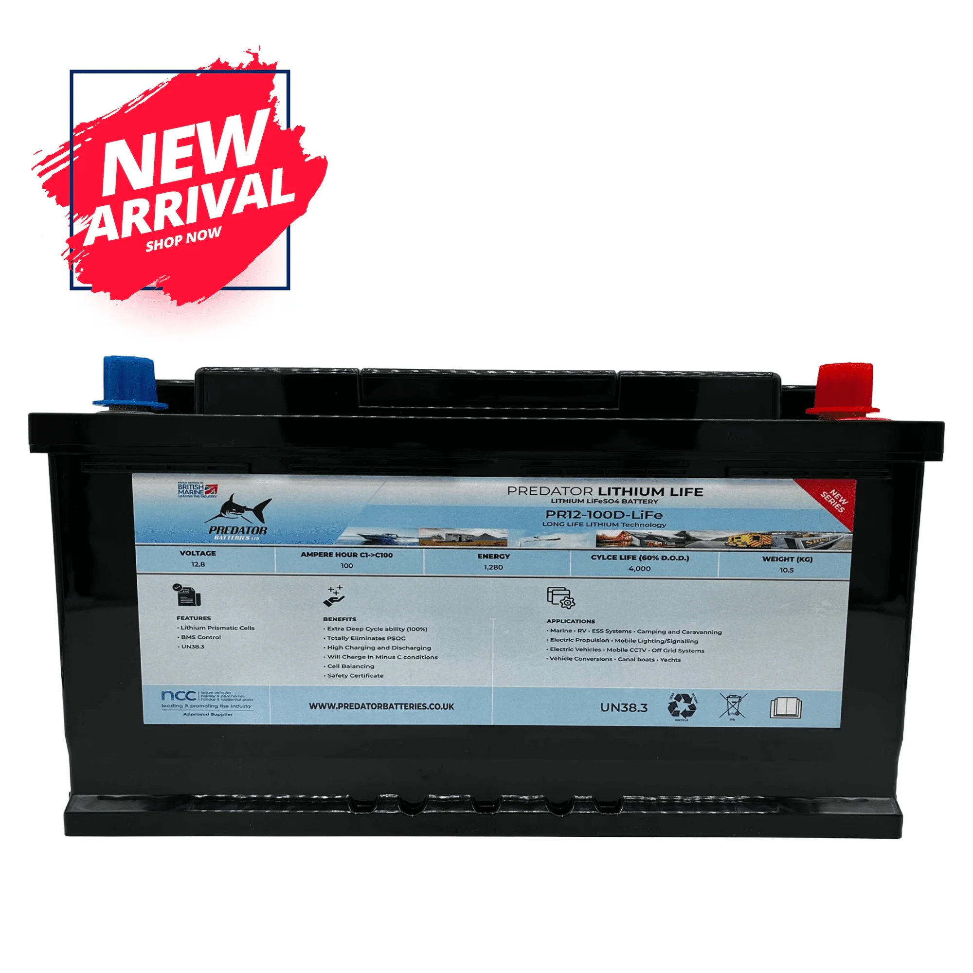 Predator Batteries 12v 100Ah Lithium 4 LiFe Battery – 5 Year Guarantee – Built in BMS